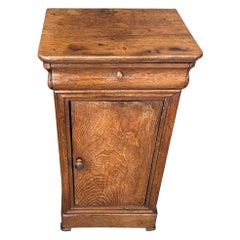 French 19th Century Walnut Nightstand with One Drawer and One Door