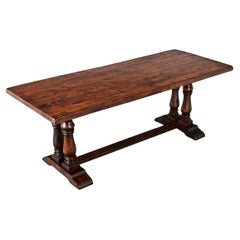 Tavolo a cavalletto francese del XIX secolo in noce e Oak