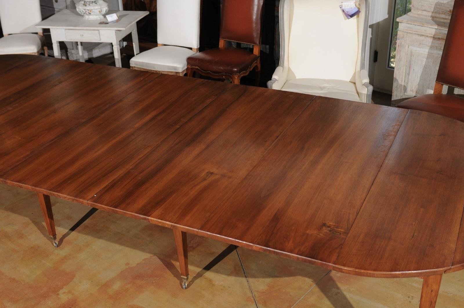 ON HOLD French 19th Century Walnut Oval Extension Dining Table with Five Leaves 2