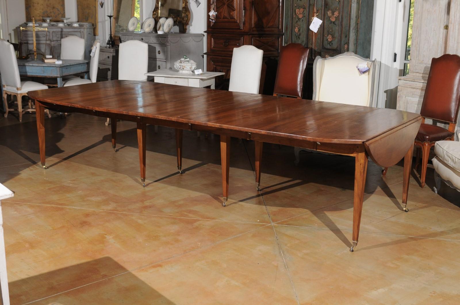 ON HOLD French 19th Century Walnut Oval Extension Dining Table with Five Leaves 3