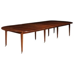 French 19th Century Walnut Oval Extension Dining Table with Five Leaves