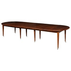 ON HOLD French 19th Century Walnut Oval Extension Dining Table with Five Leaves