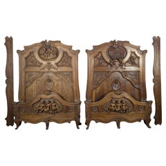 French 19th Century Walnut Renaissance Bed Frames