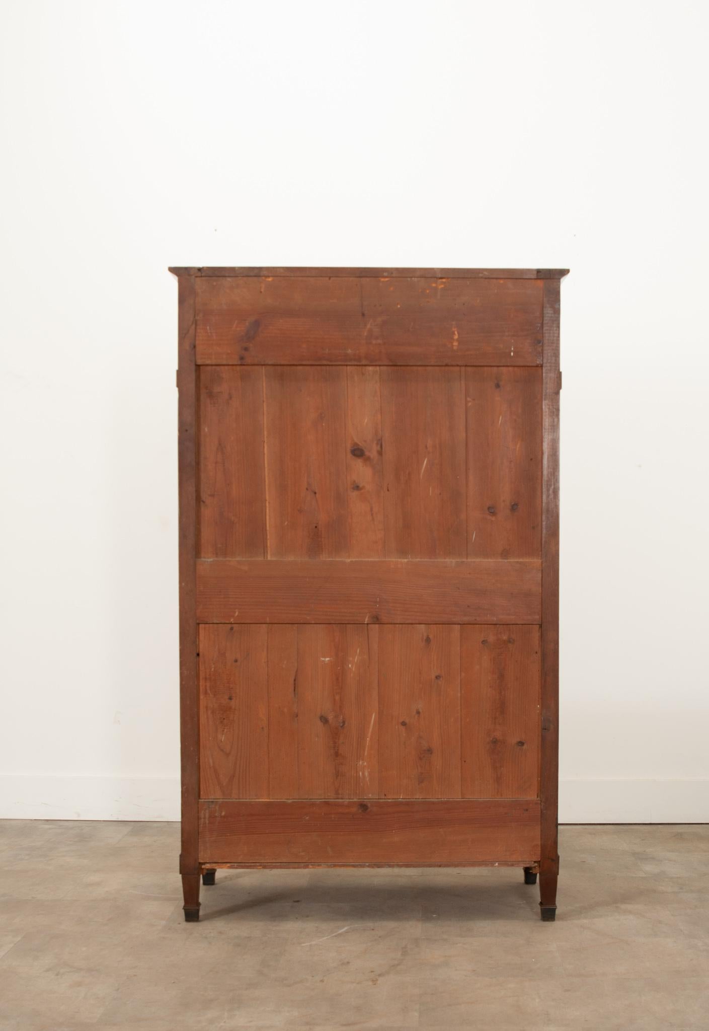 Brass French 19th Century Walnut Secretaire a Abattant