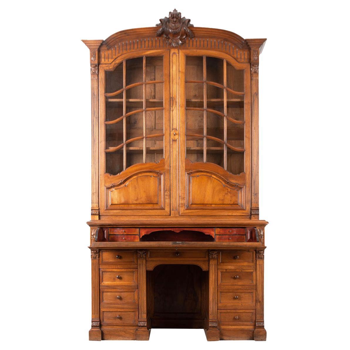 French 19th Century Walnut Secretary/Bookcase