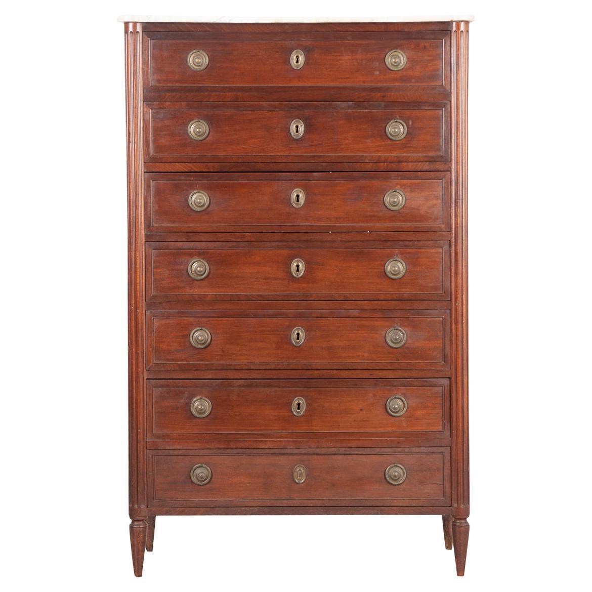 French 19th Century Walnut Semainier
