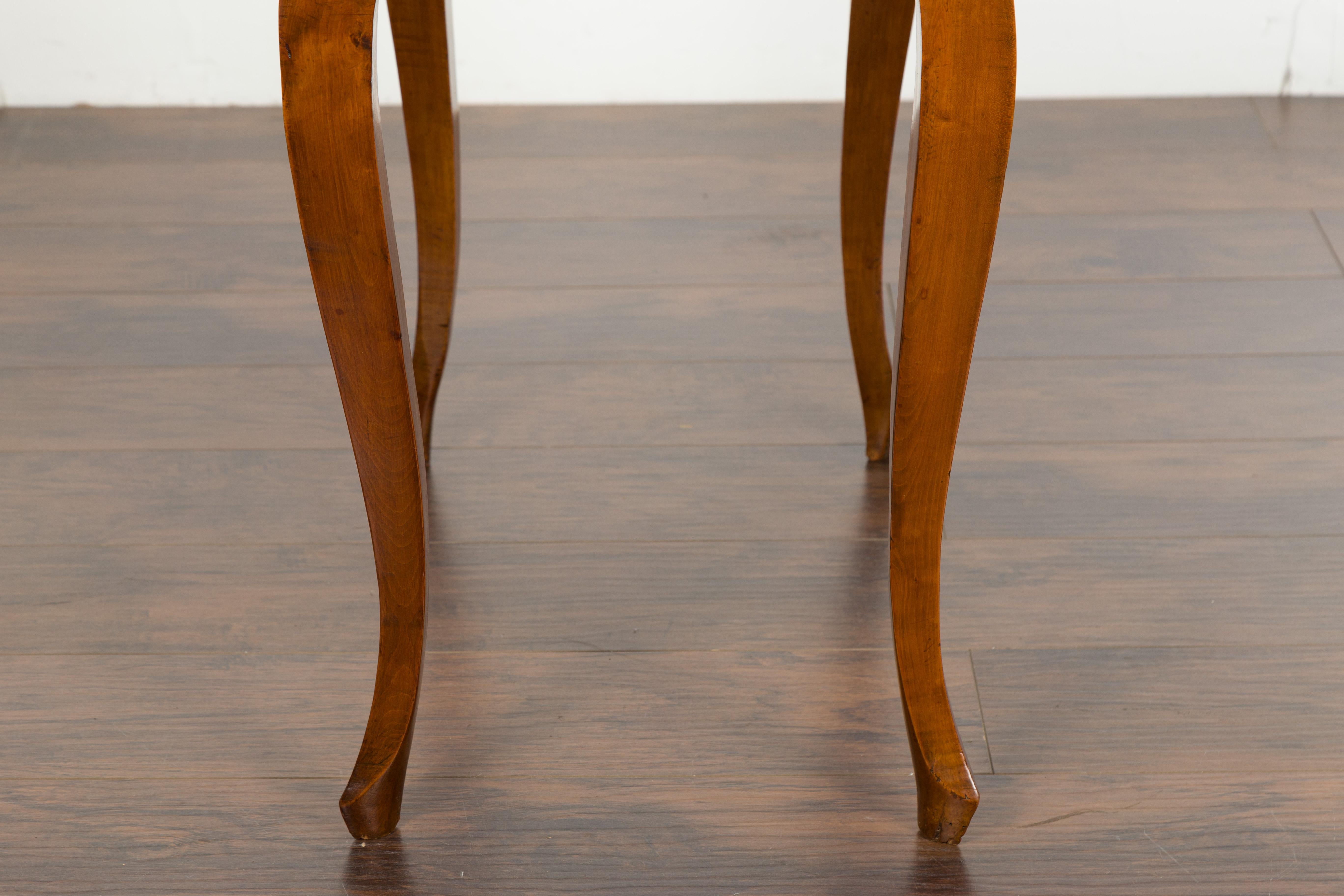 French 19th Century Walnut Side Table with Leather Top and Long Lateral Drawer For Sale 13