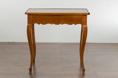 French 19th Century Walnut Side Table with Leather Top and Long Lateral Drawer