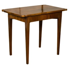 Antique French 19th Century Walnut Side Table with Quarter Veneer and Single Drawer