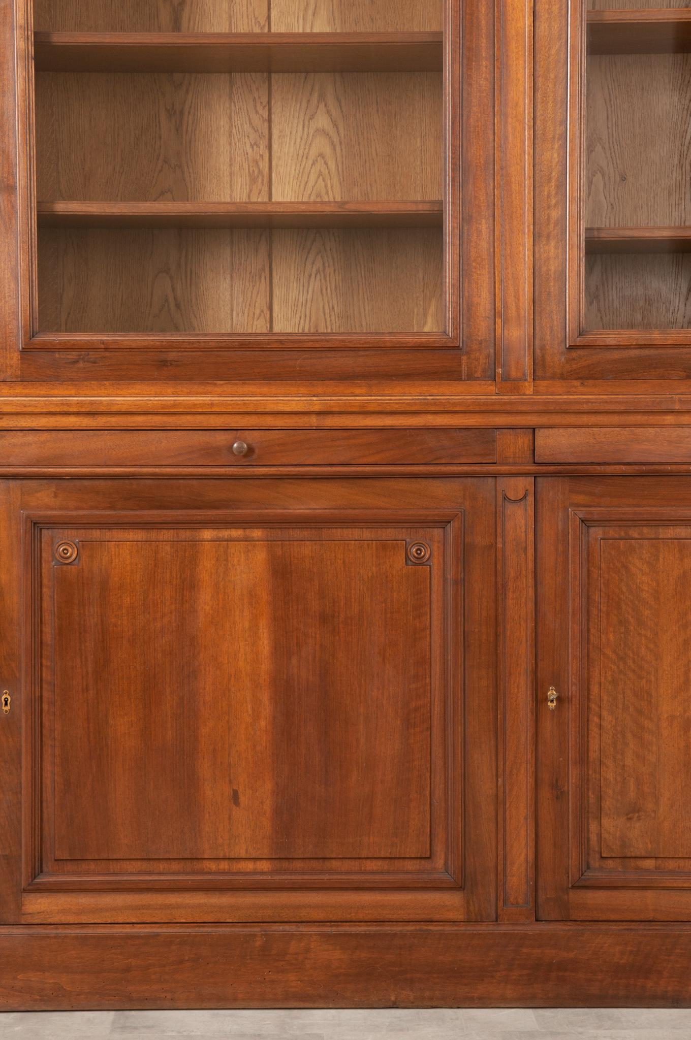 French 19th Century Walnut Three Door Bibliotheque 1
