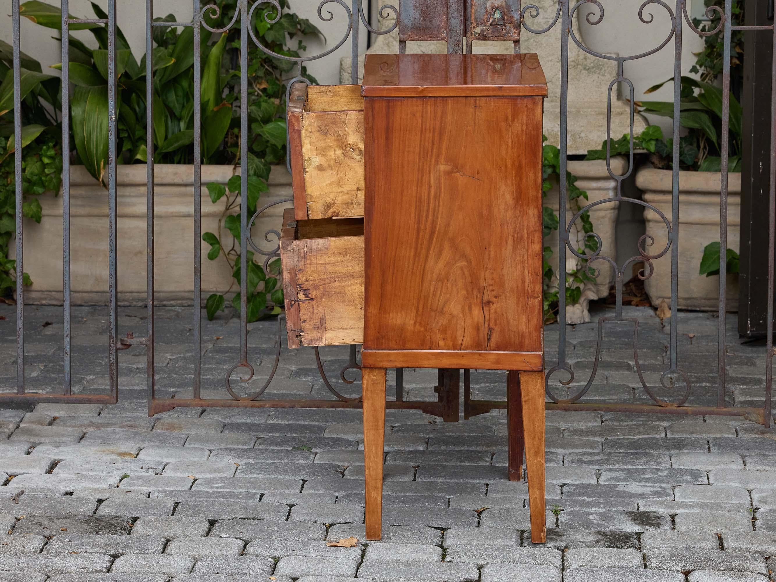 French 19th Century Walnut Two-Drawer Side Table with Tapered Legs For Sale 8