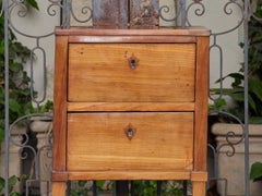 French 19th Century Walnut Two-Drawer Side Table with Tapered Legs