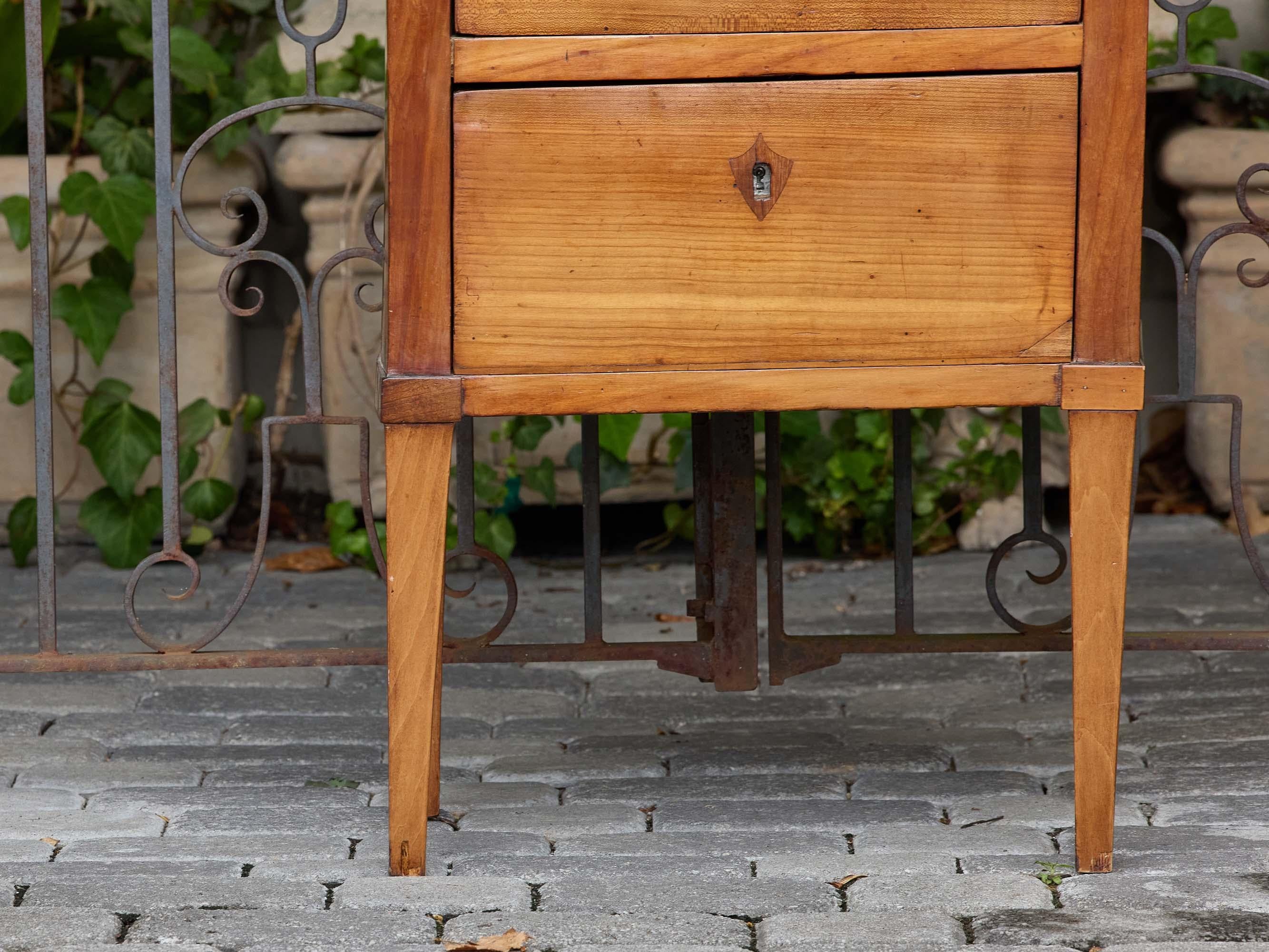 French 19th Century Walnut Two-Drawer Side Table with Tapered Legs In Good Condition For Sale In Atlanta, GA