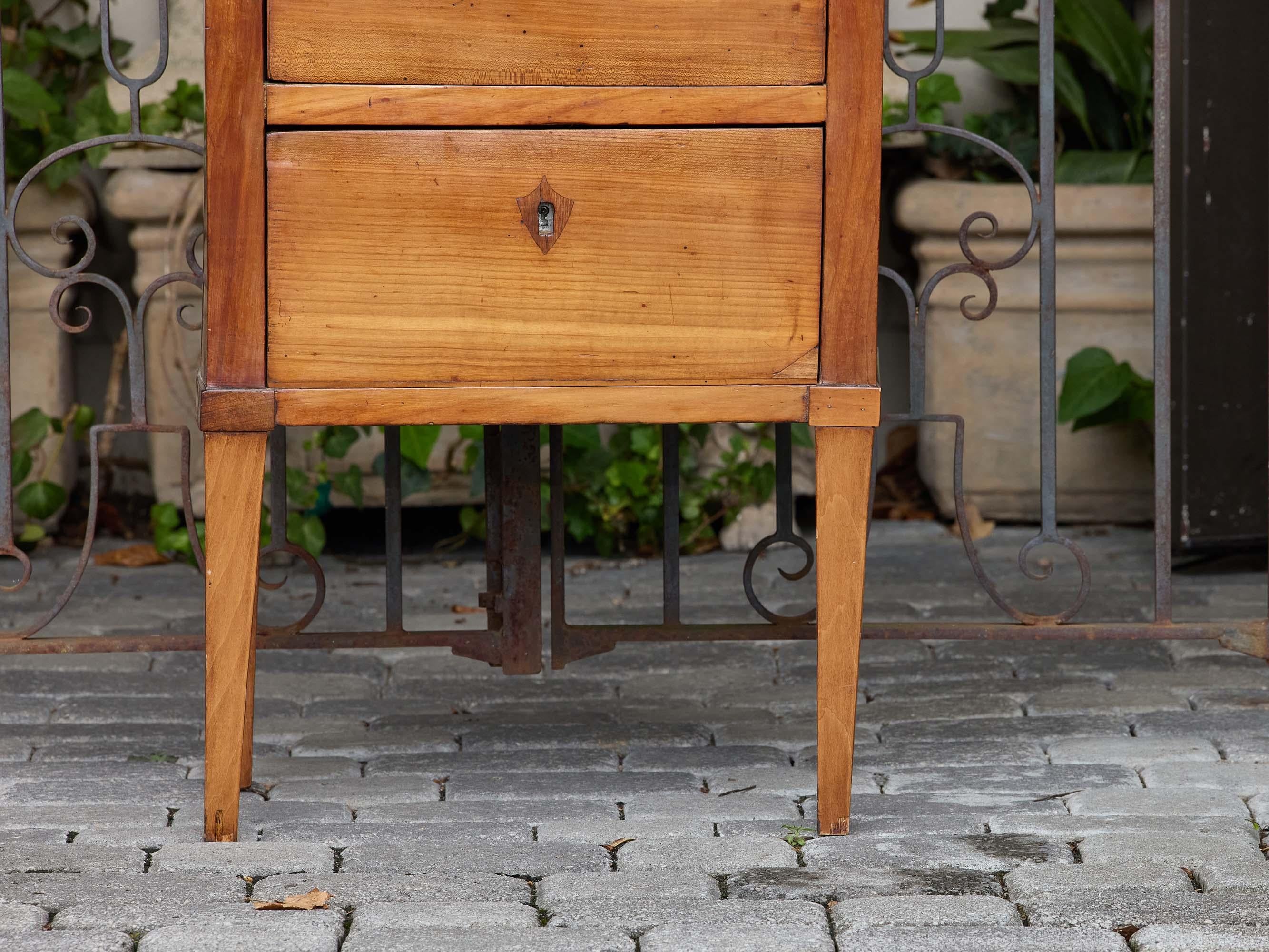 French 19th Century Walnut Two-Drawer Side Table with Tapered Legs For Sale 1