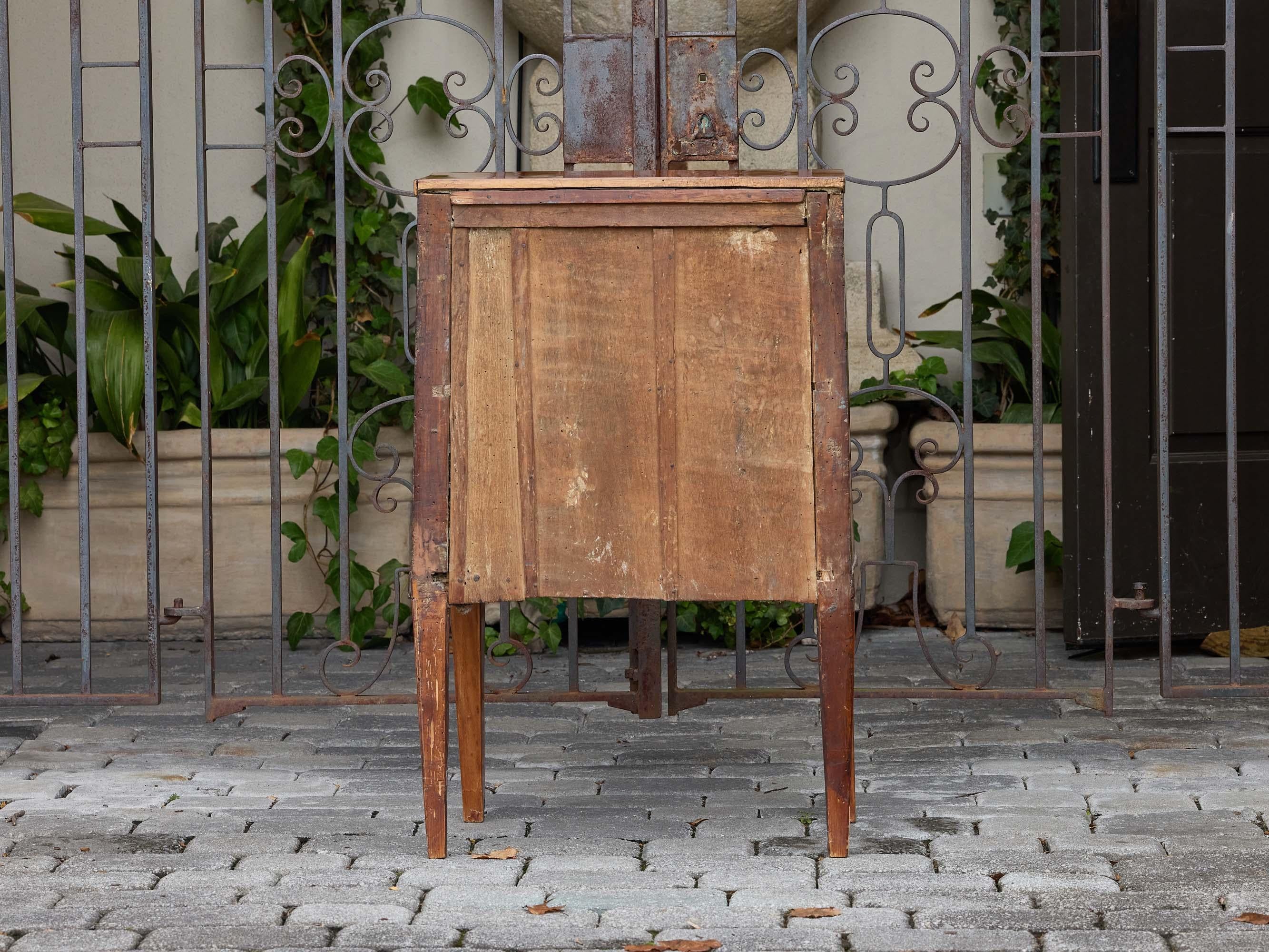 French 19th Century Walnut Two-Drawer Side Table with Tapered Legs For Sale 4