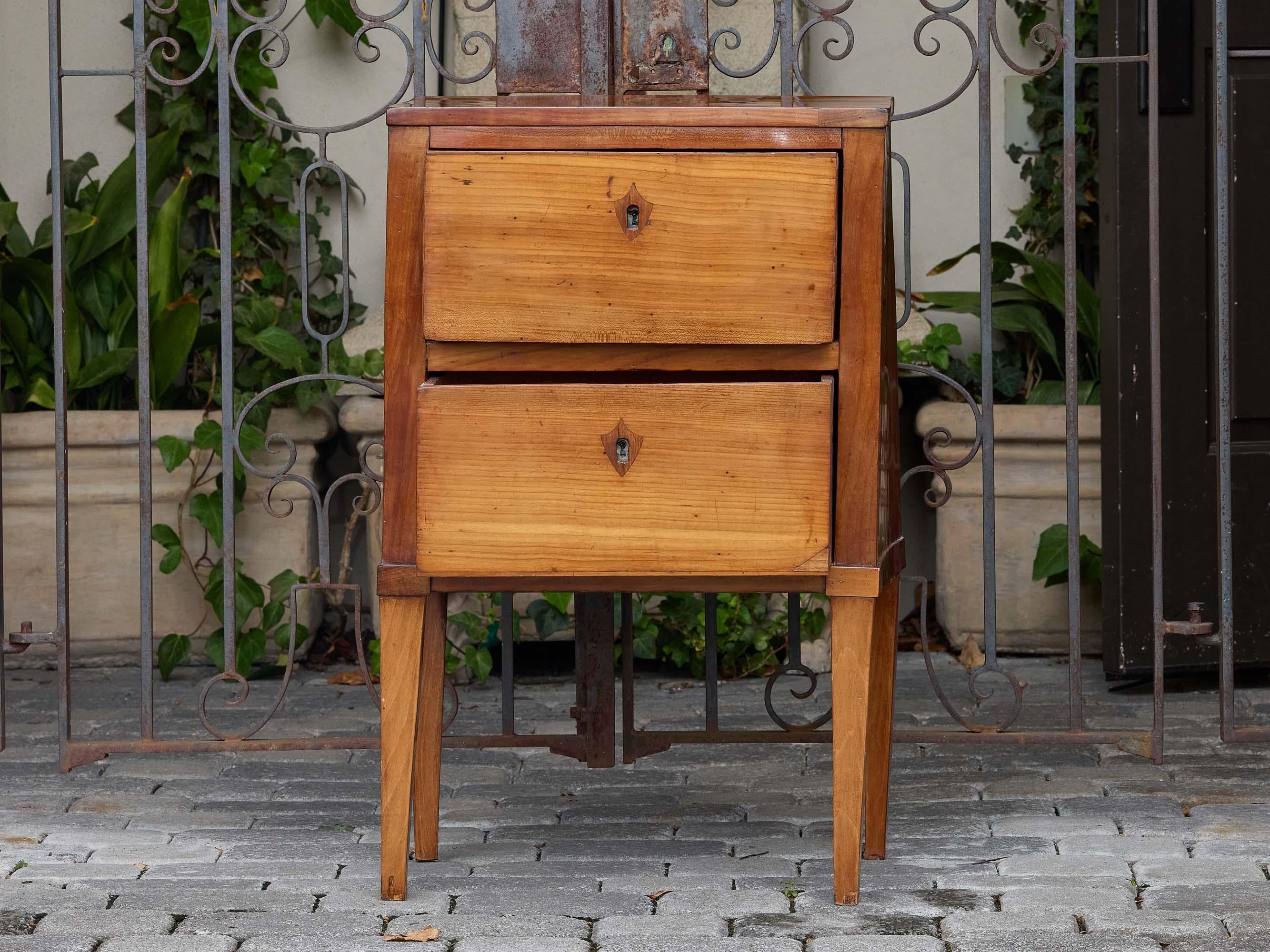 French 19th Century Walnut Two-Drawer Side Table with Tapered Legs For Sale 6