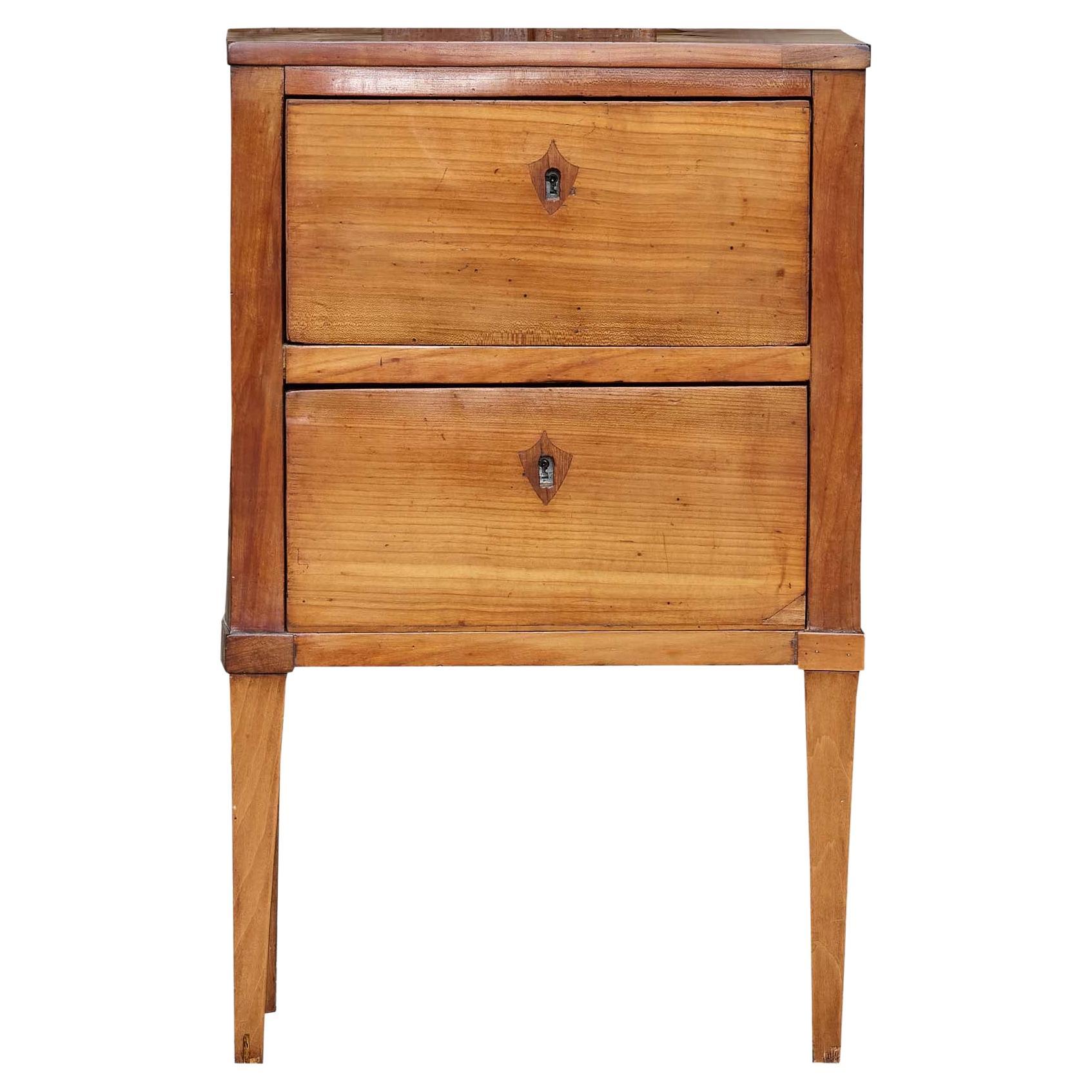 French 19th Century Walnut Two-Drawer Side Table with Tapered Legs For Sale