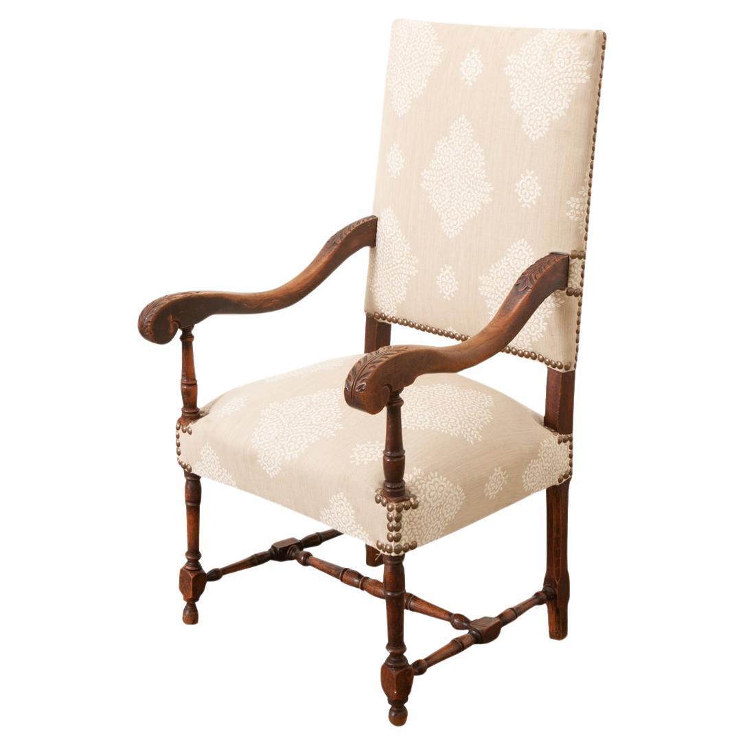 French 19th Century Walnut & Upholstered Fauteuil