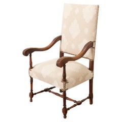 Antique French 19th Century Walnut & Upholstered Fauteuil
