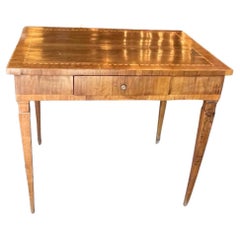 French 19th Century Walnut Veneer End Table or Desk With Rosewood Inlay 