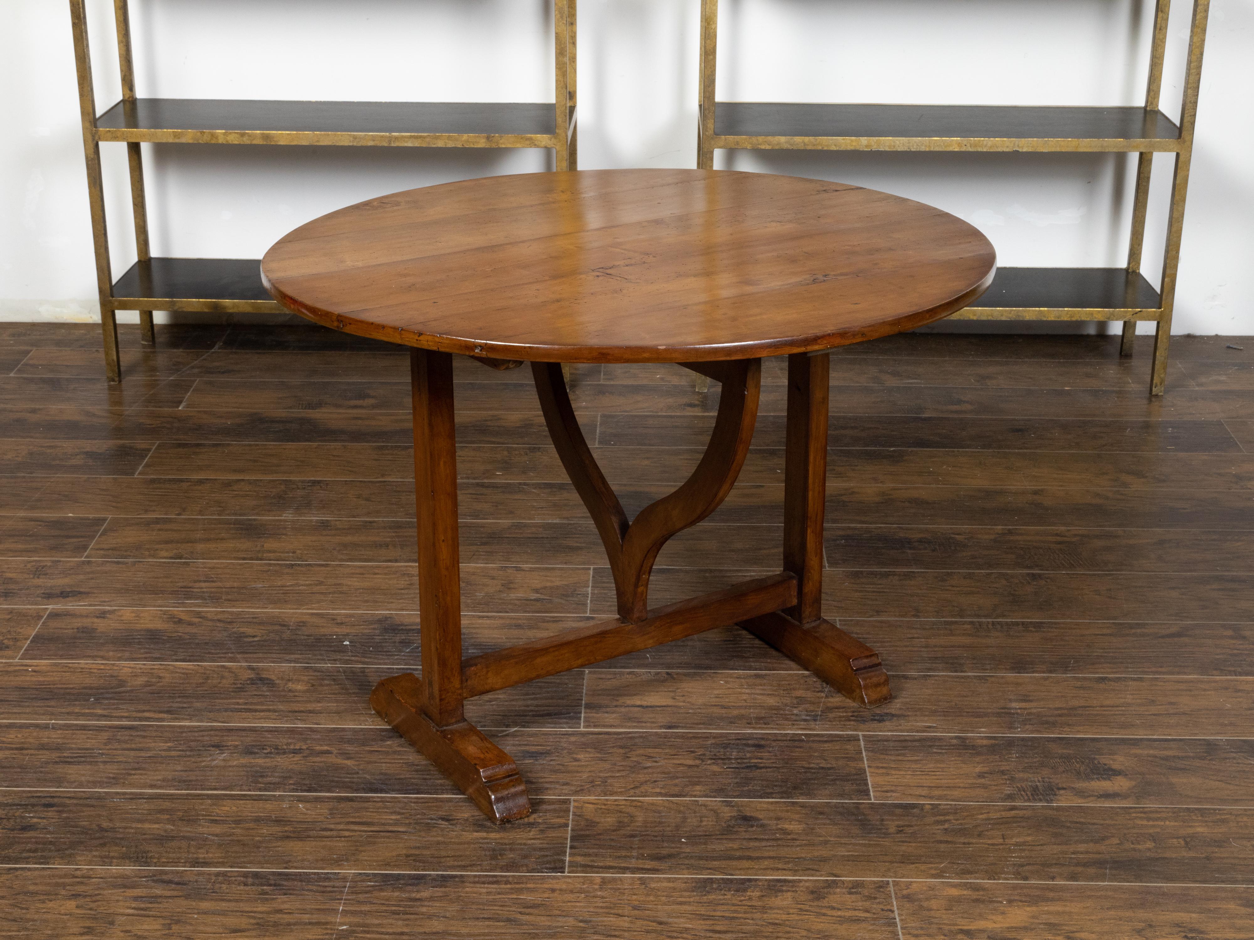 Rustic French 19th Century Walnut Wine Tasting Tilt-Top Table with Circular Top