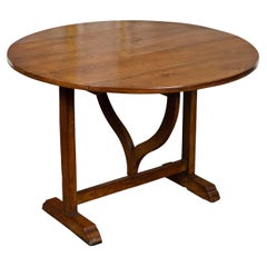 French 19th Century Walnut Wine Tasting Tilt-Top Table with Circular Top