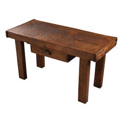 French 19th Century Walnut Workbench Coffee Table