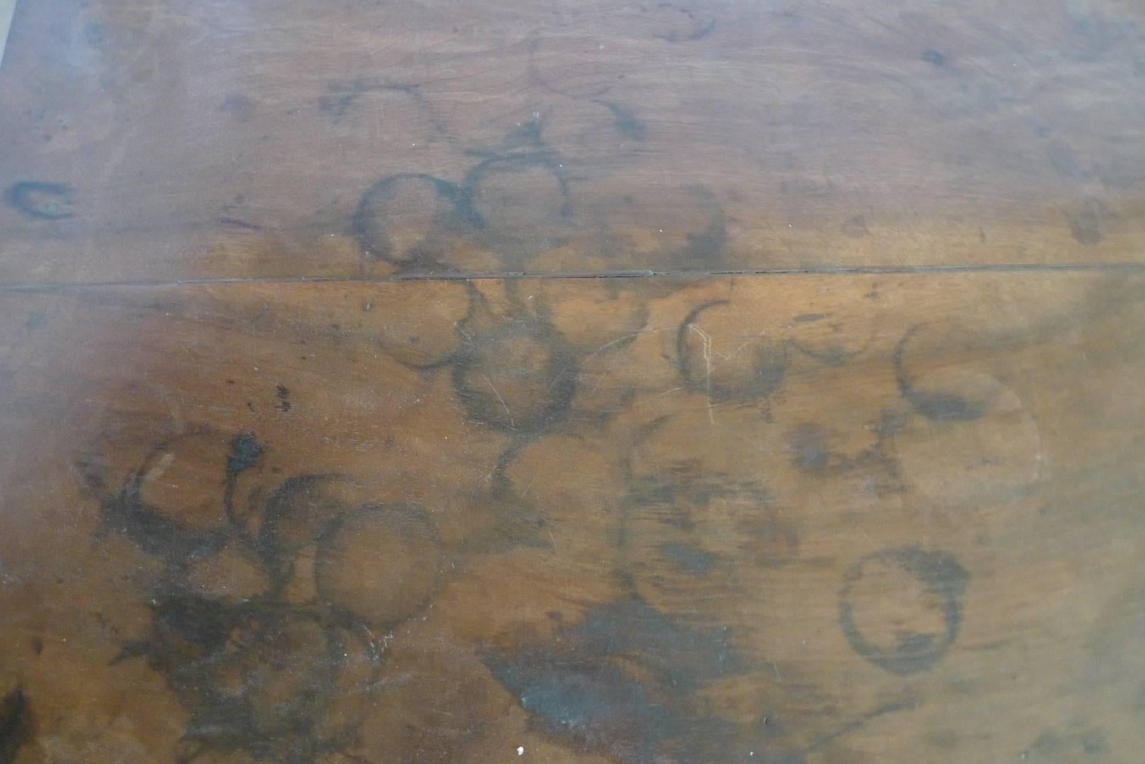 French 19th Century Walnut Writing Desk with Three Drawers and Original Hardware In Distressed Condition In Santa Monica, CA