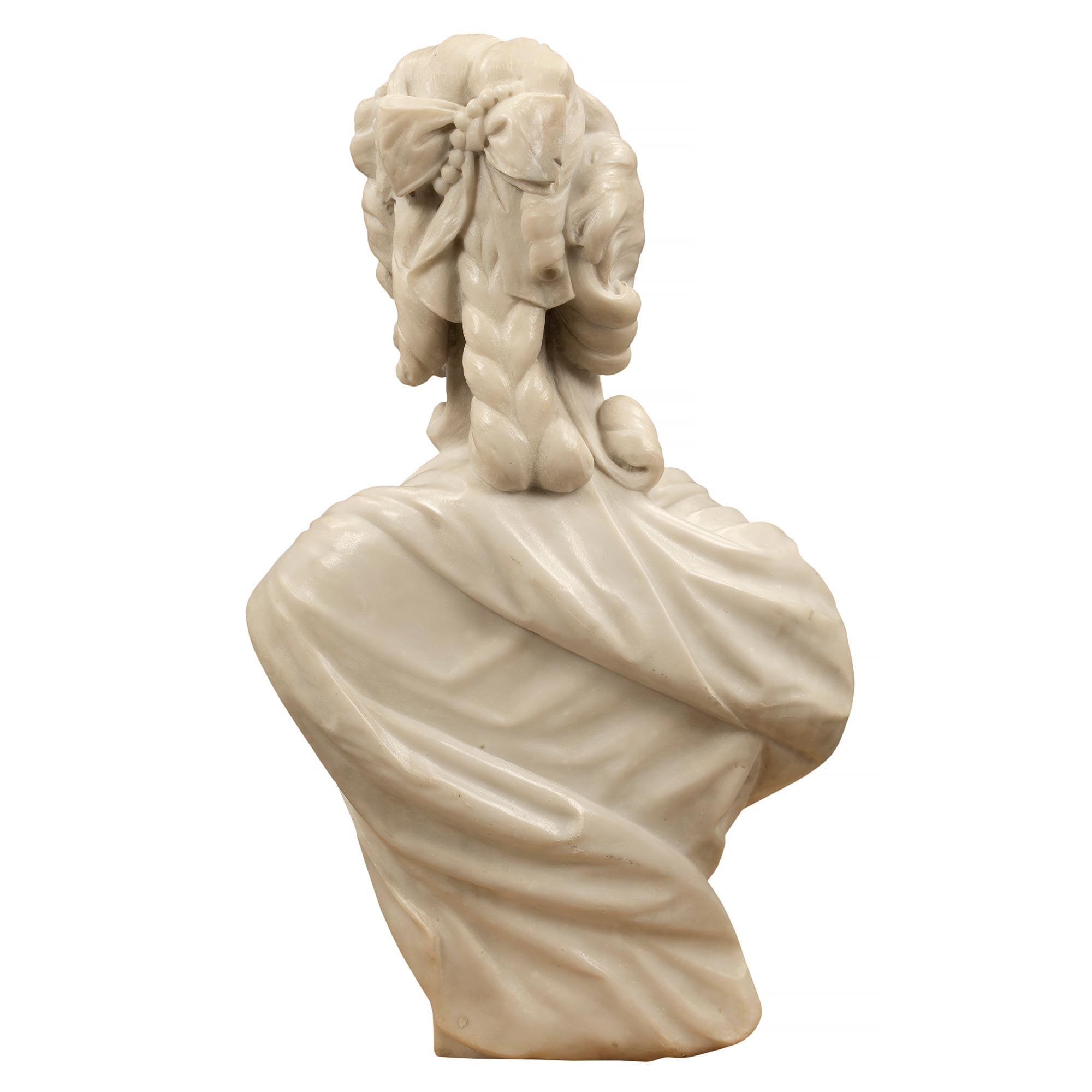 French 19th Century White Carrara Marble Bust of Marie Antoinette 1