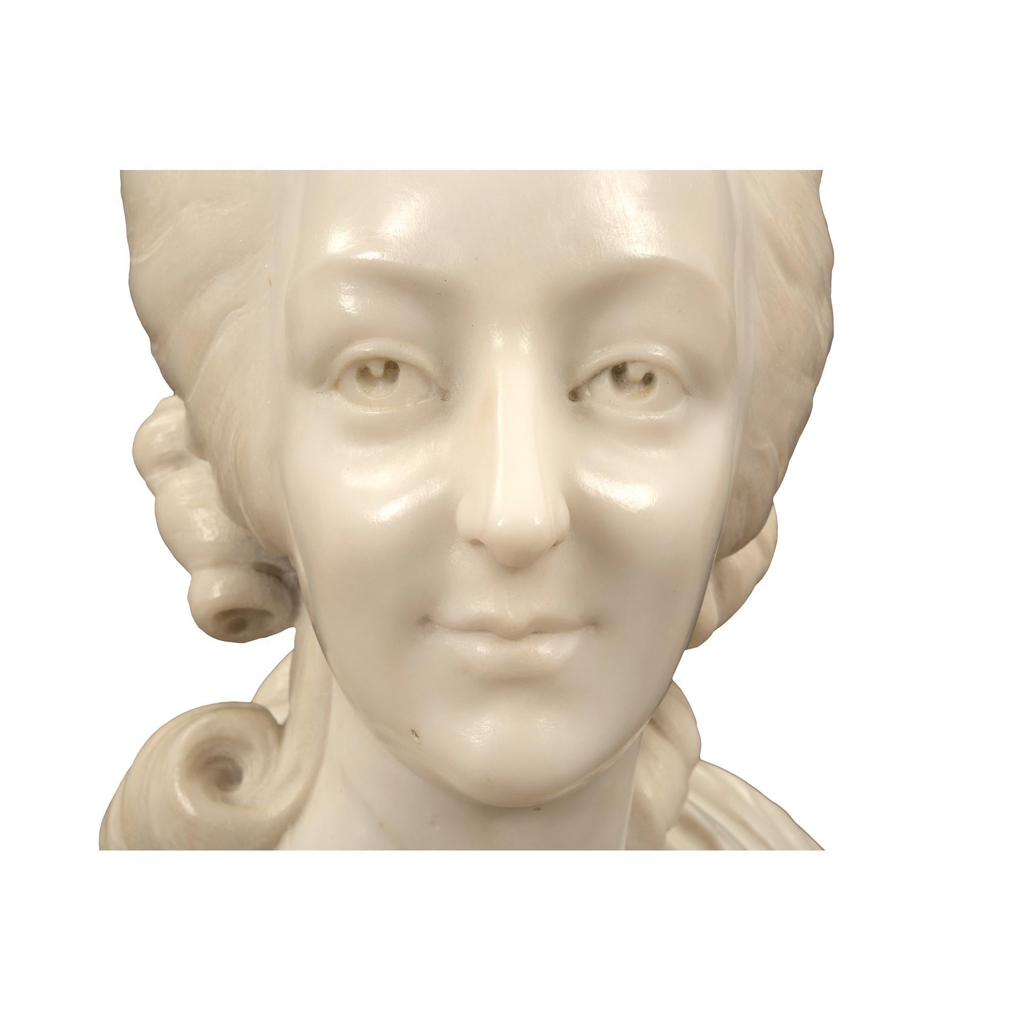 French 19th Century White Carrara Marble Bust of Marie Antoinette 2
