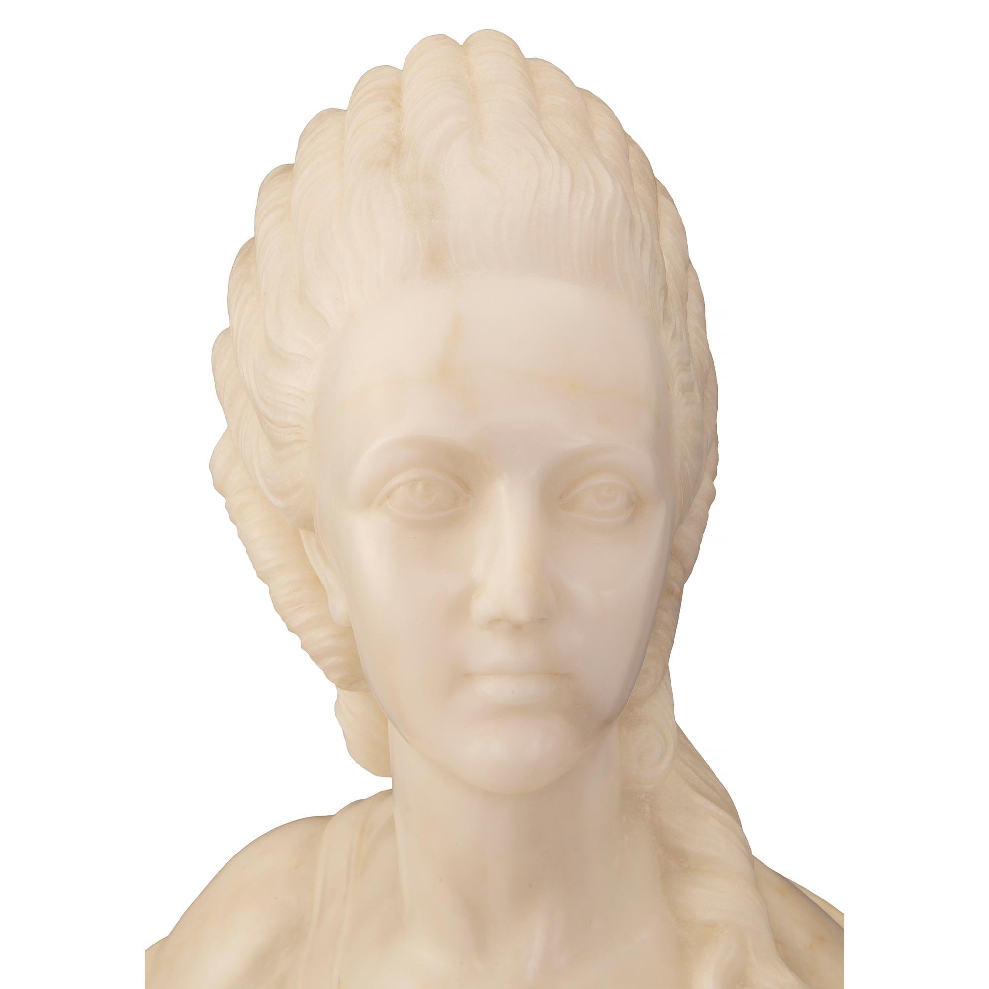 French 19th Century White Carrara Marble Bust of Marie Antoinette For Sale 2