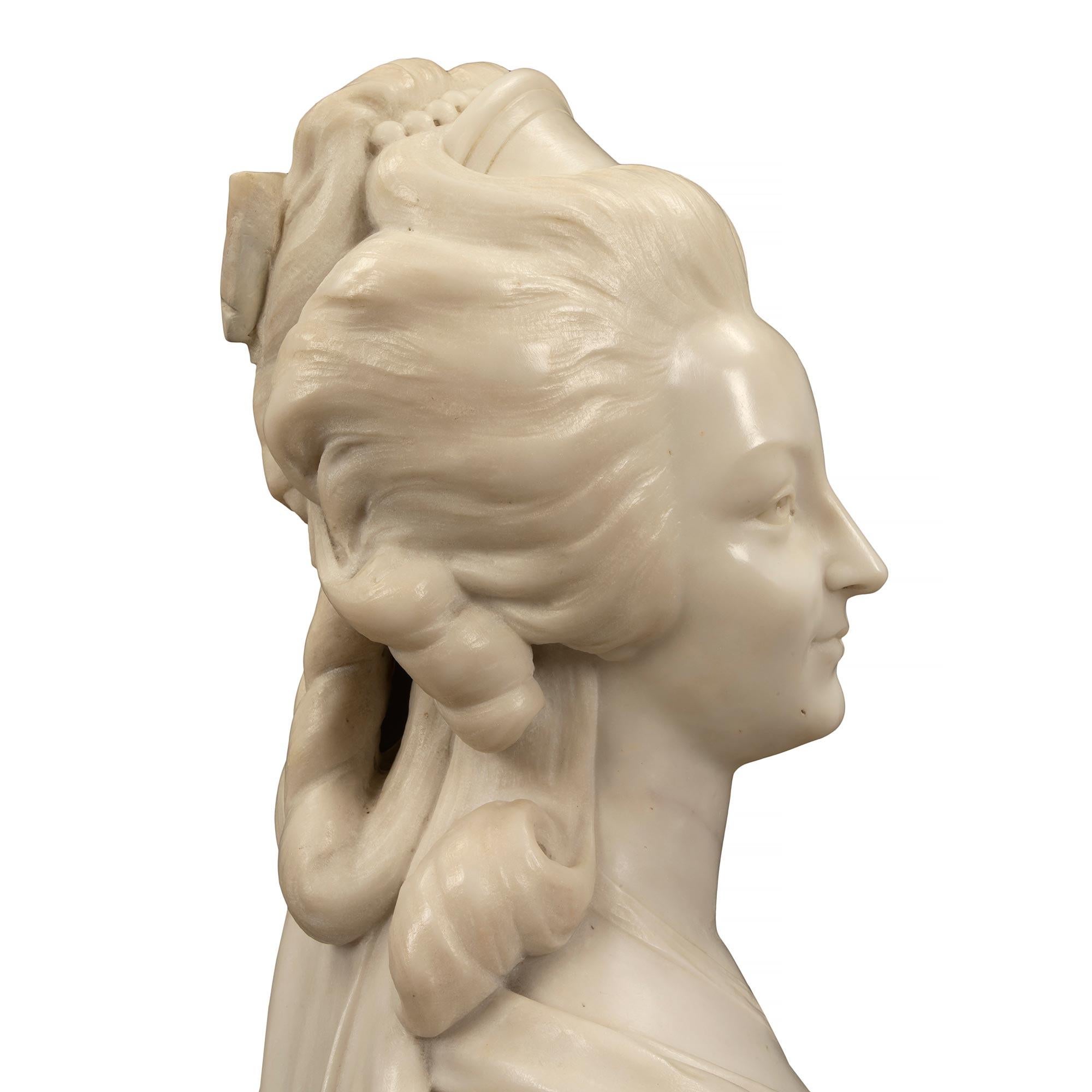 French 19th Century White Carrara Marble Bust of Marie Antoinette 3