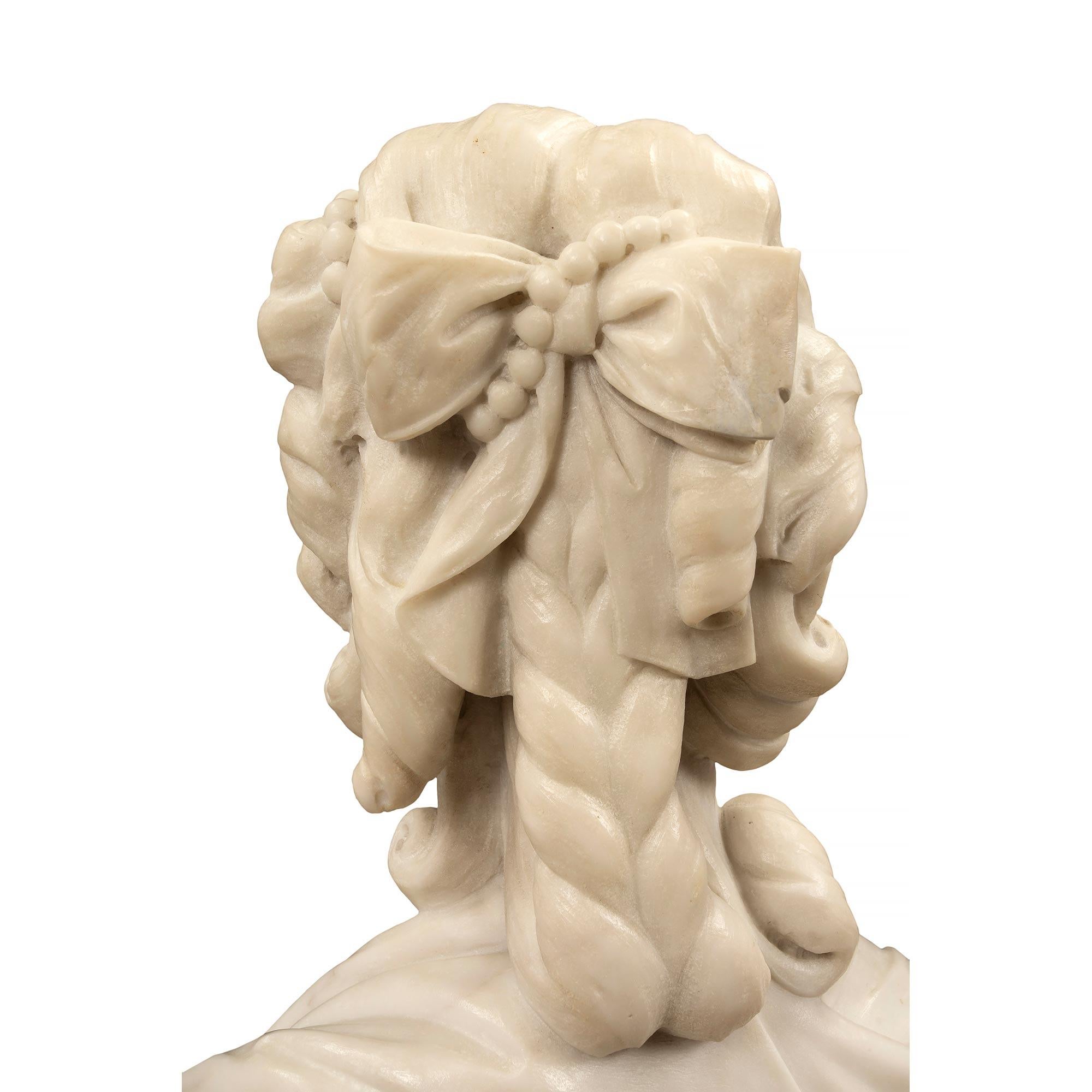 French 19th Century White Carrara Marble Bust of Marie Antoinette 4