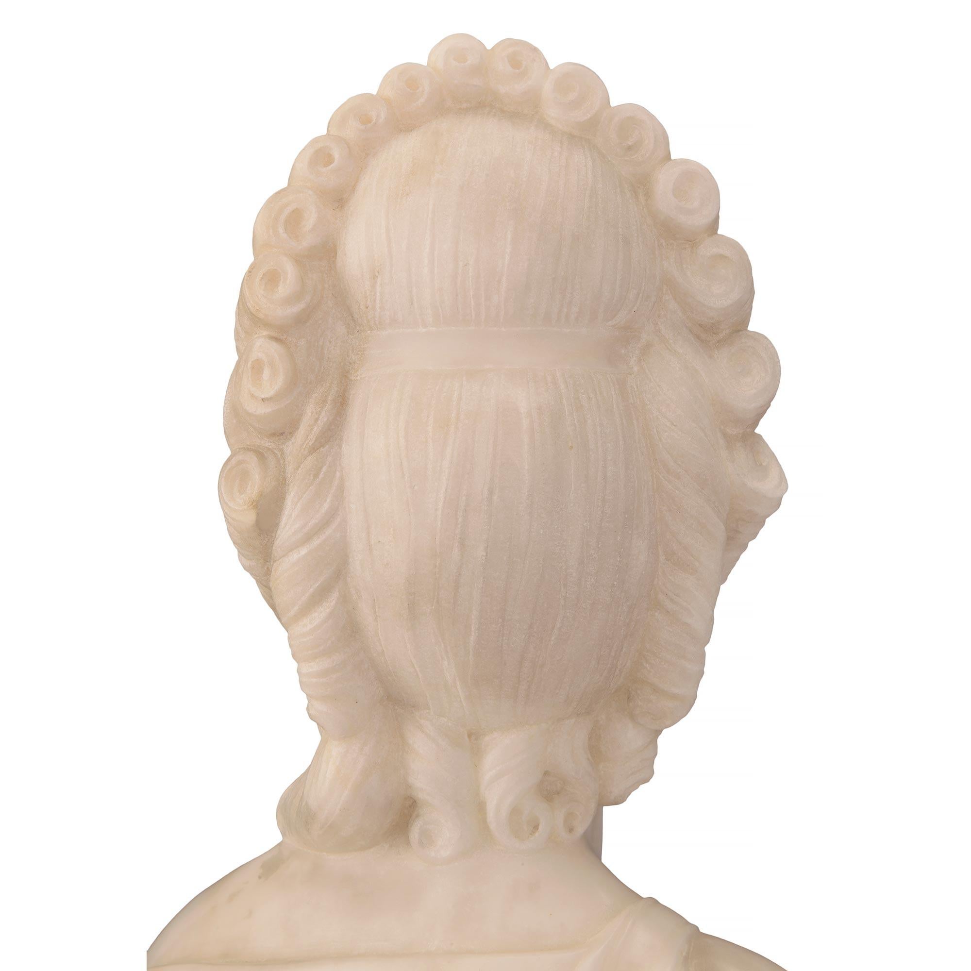 French 19th Century White Carrara Marble Bust of Marie Antoinette For Sale 5