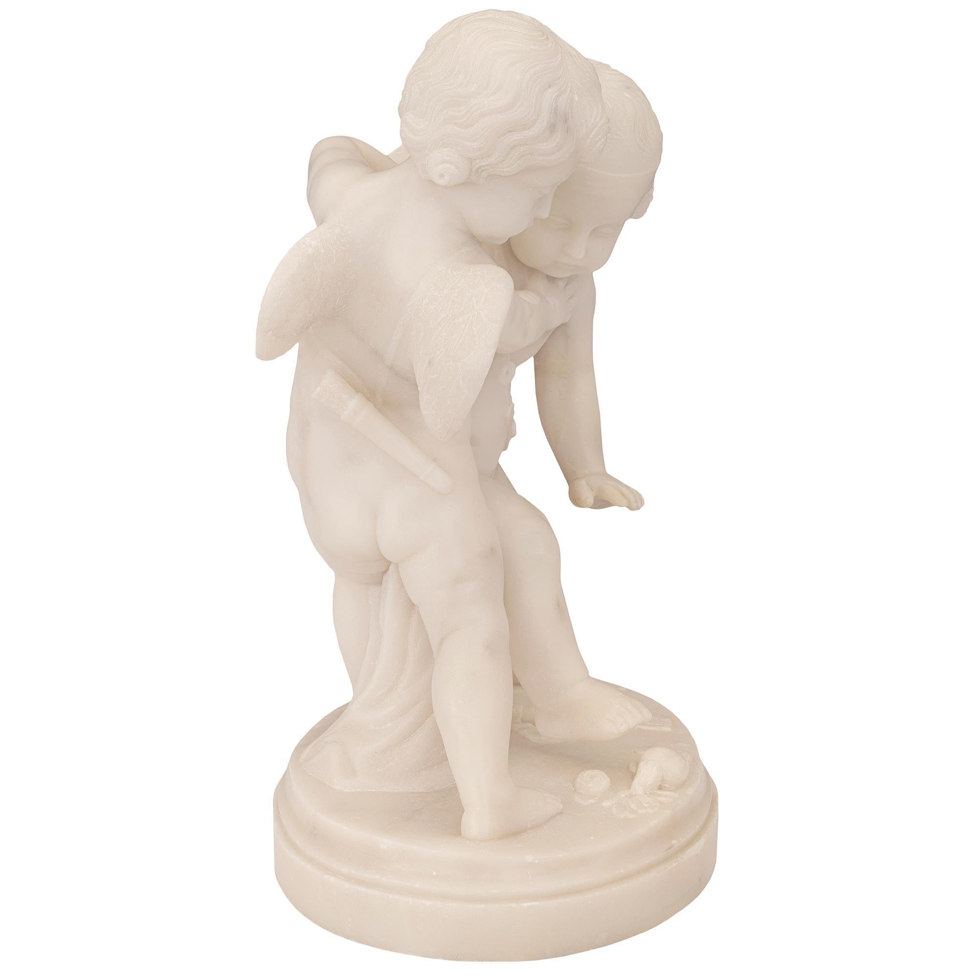 Francese Statua di Eros e Anteros in marmo bianco di Carrara del XIX secolo francese in vendita