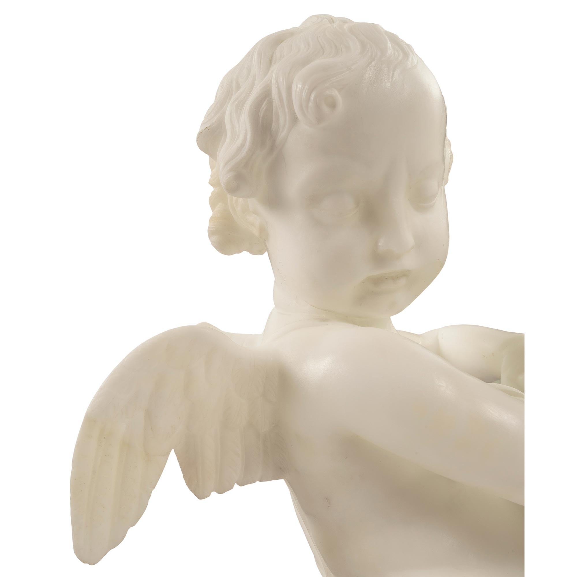 French 19th Century White Carrara Marble Statue of Eros and Anteros For Sale 2