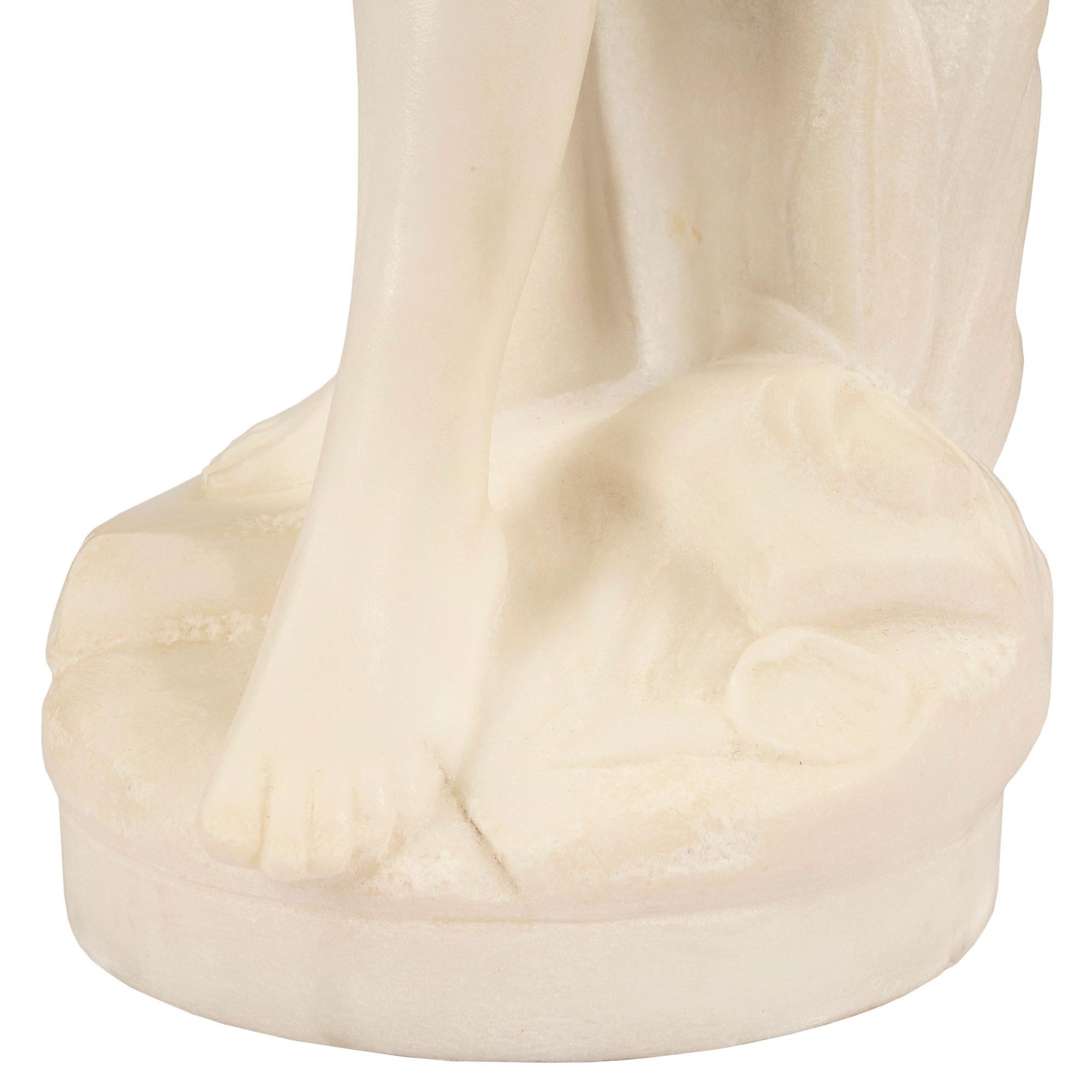 French 19th Century White Carrara Marble Statue of 'La Baigneuse' For Sale 4
