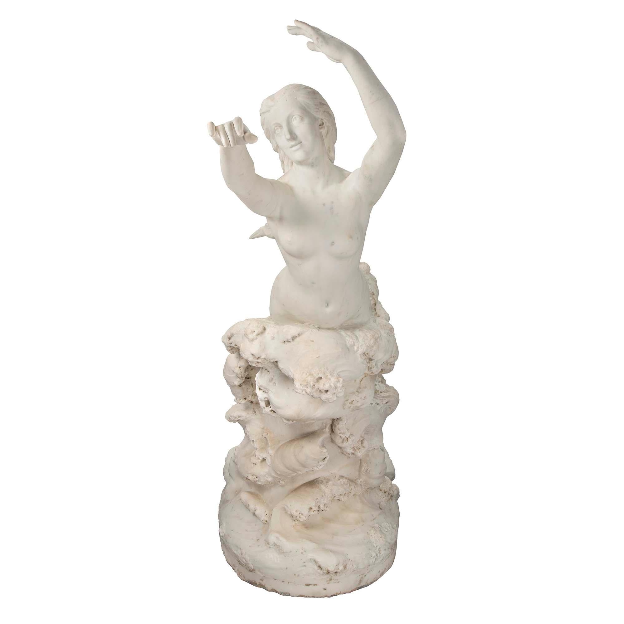French 19th Century White Carrara Marble Statue, Signed E. Damé, 1892 For Sale 3