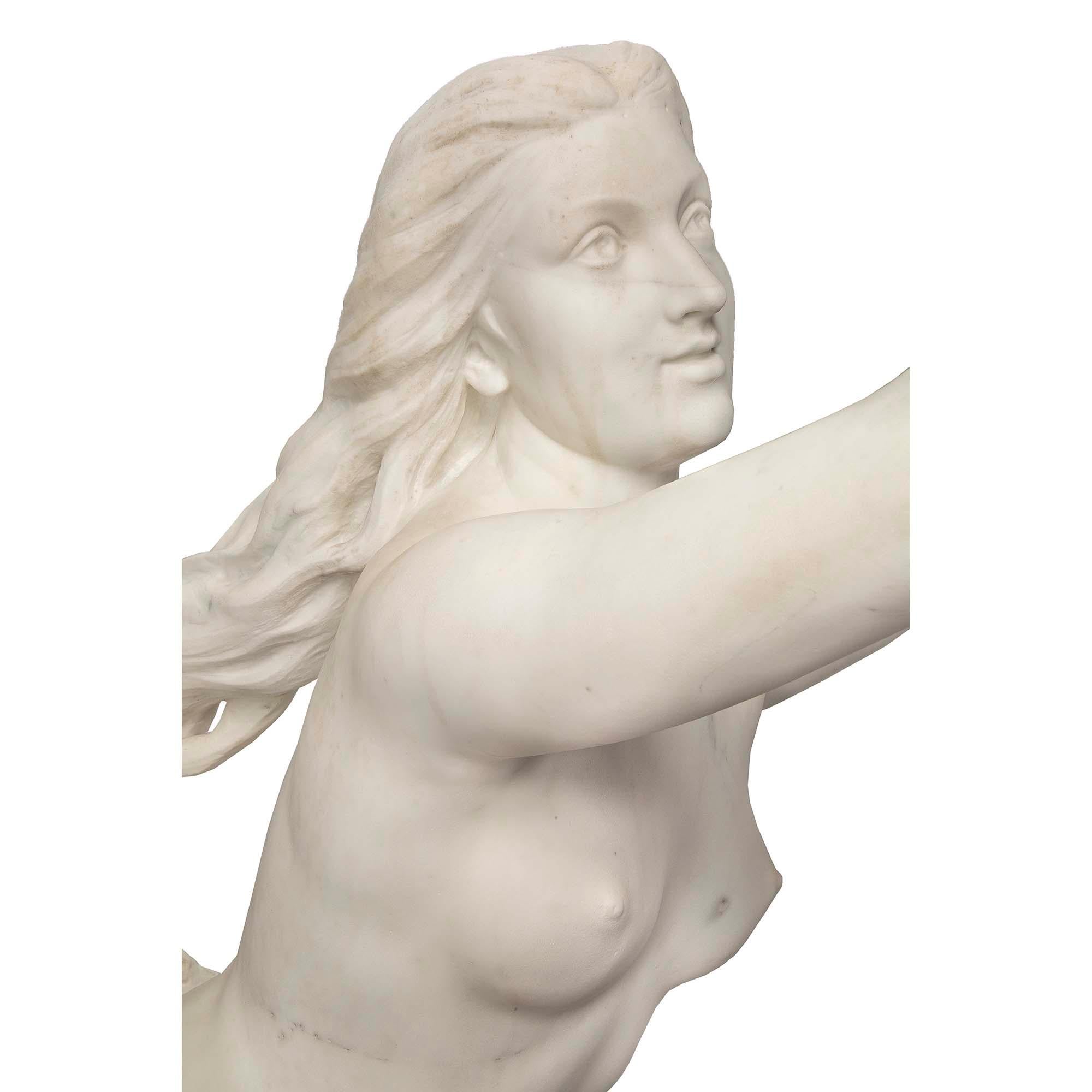 French 19th Century White Carrara Marble Statue, Signed E. Damé, 1892 For Sale 5