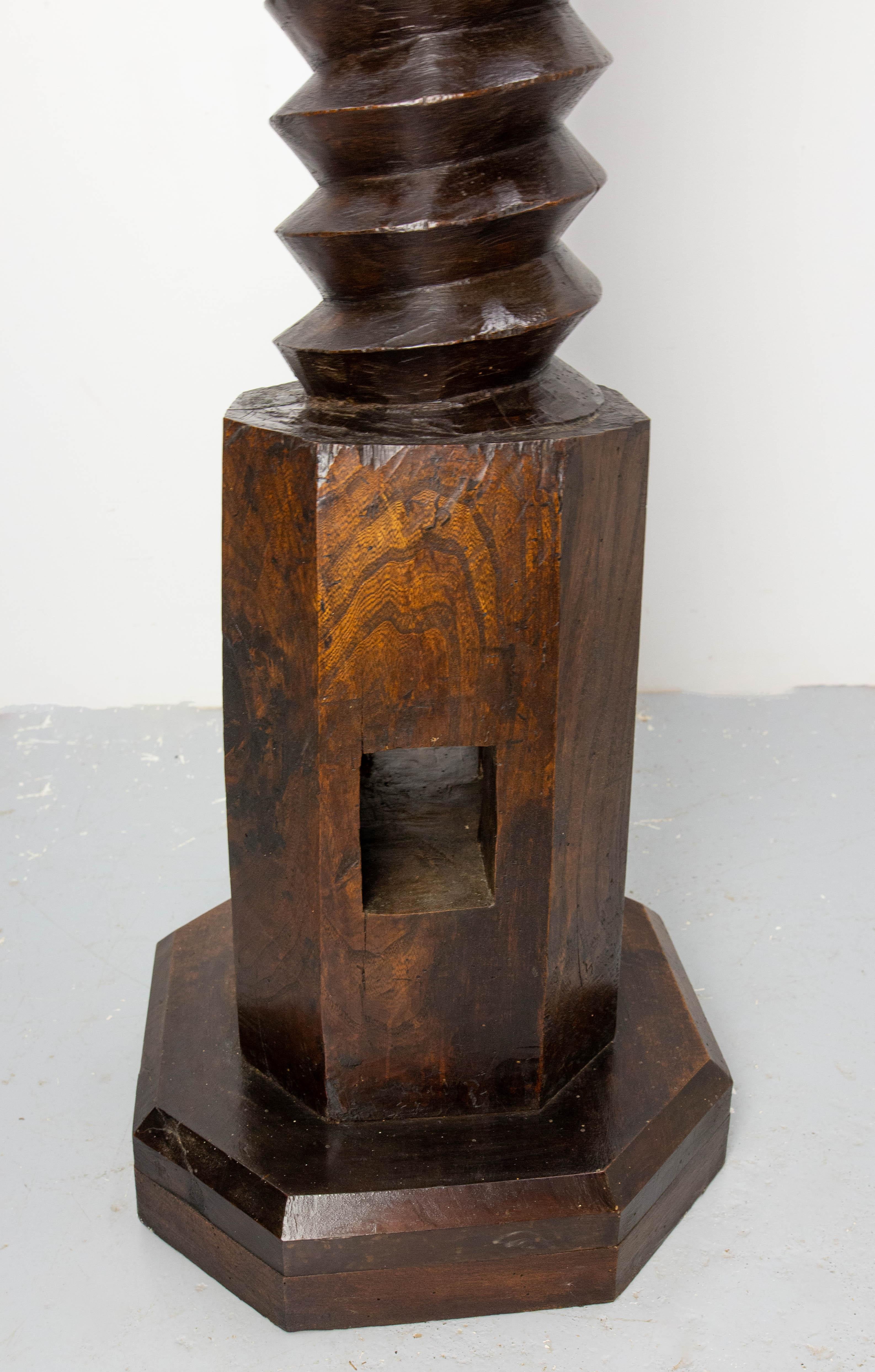 French 19th Century Wine Press Screw High Pedestal Plant Holder For Sale 2