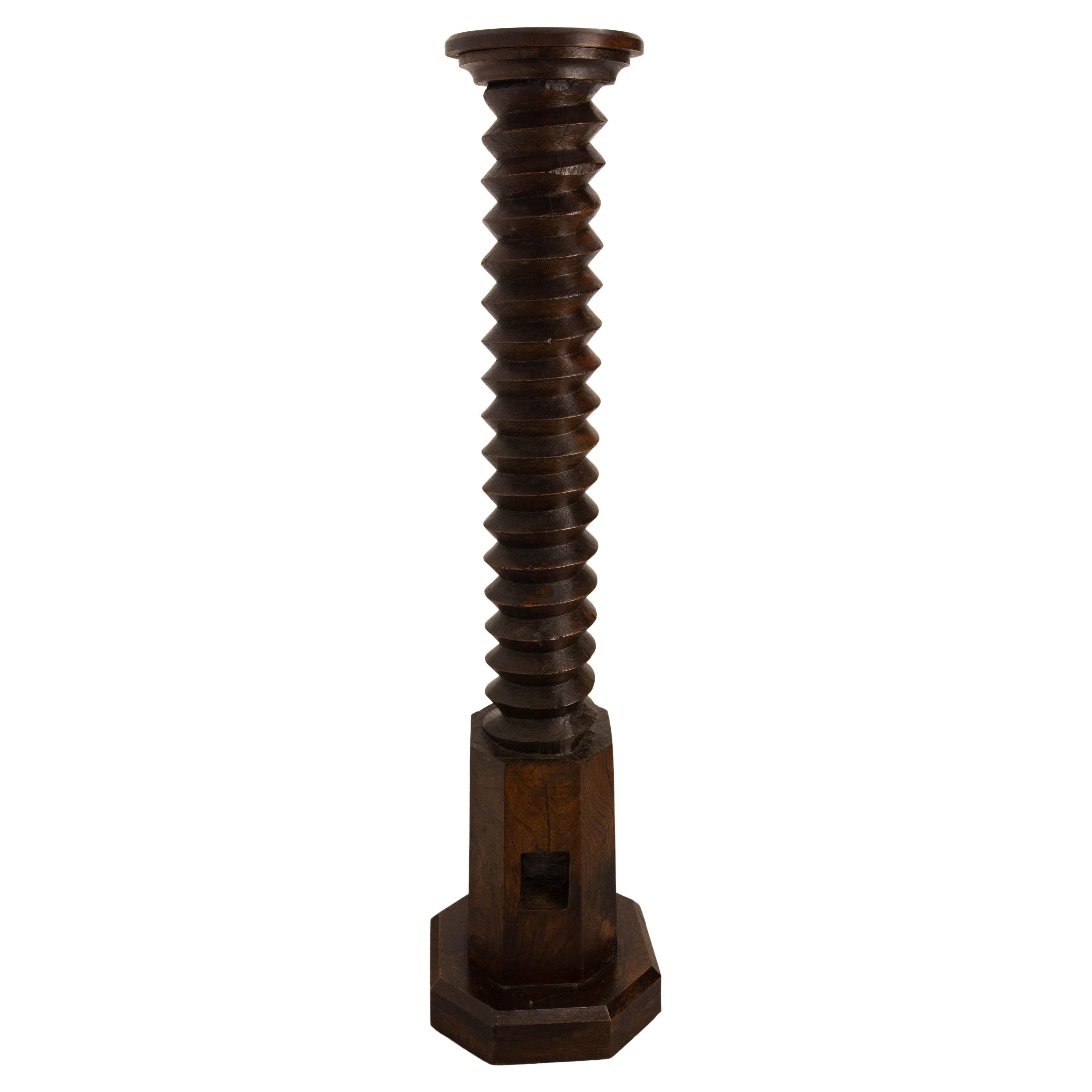 French 19th Century Wine Press Screw High Pedestal Plant Holder For Sale