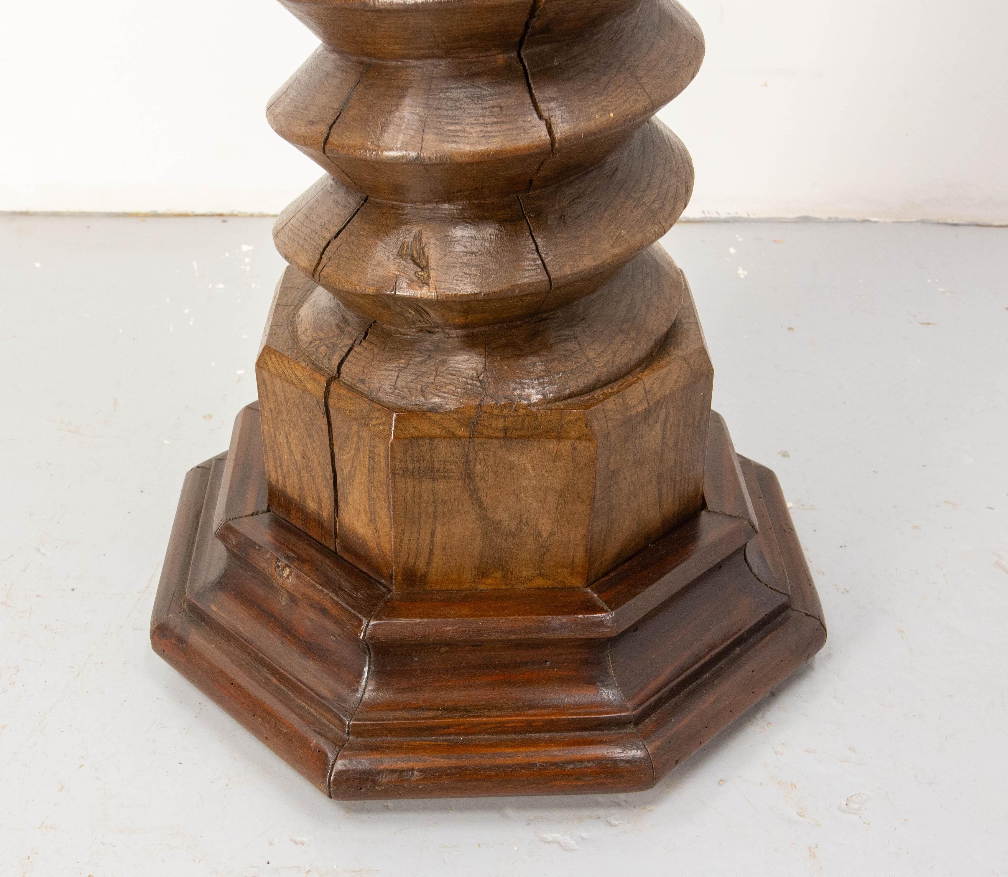French 19th Century Wine Press Screw Pedestal Octogonal Support Plant Holder For Sale 1