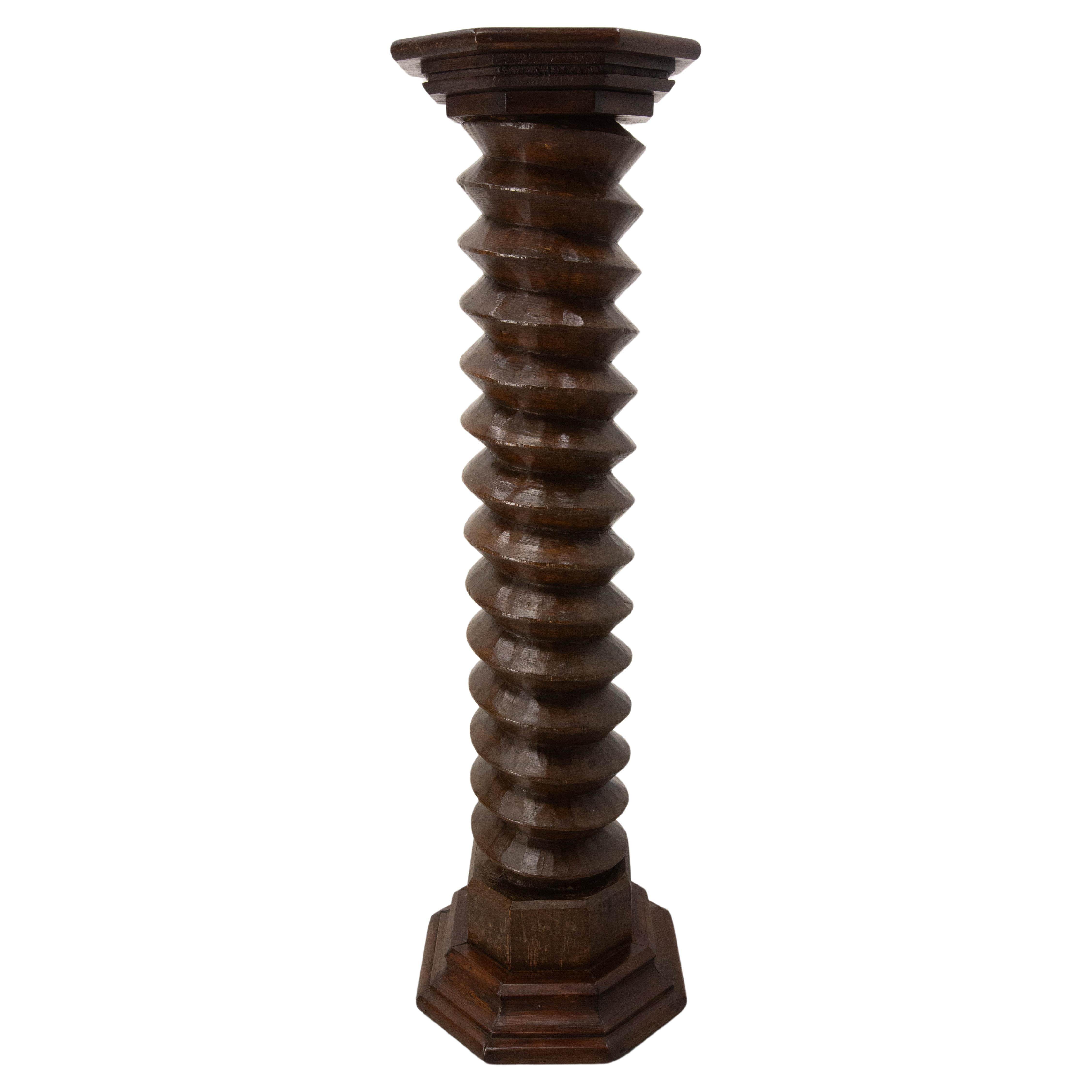 French 19th Century Wine Press Screw Pedestal Octogonal Support Plant Holder For Sale
