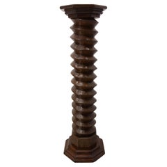 Used French 19th Century Wine Press Screw Pedestal Octogonal Support Plant Holder