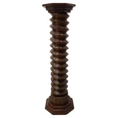 French 19th Century Wine Press Screw Pedestal Octogonal Support Plant Holder