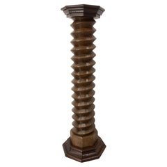 French 19th Century Wine Press Screw Pedestal Octogonal Support Plant Holder