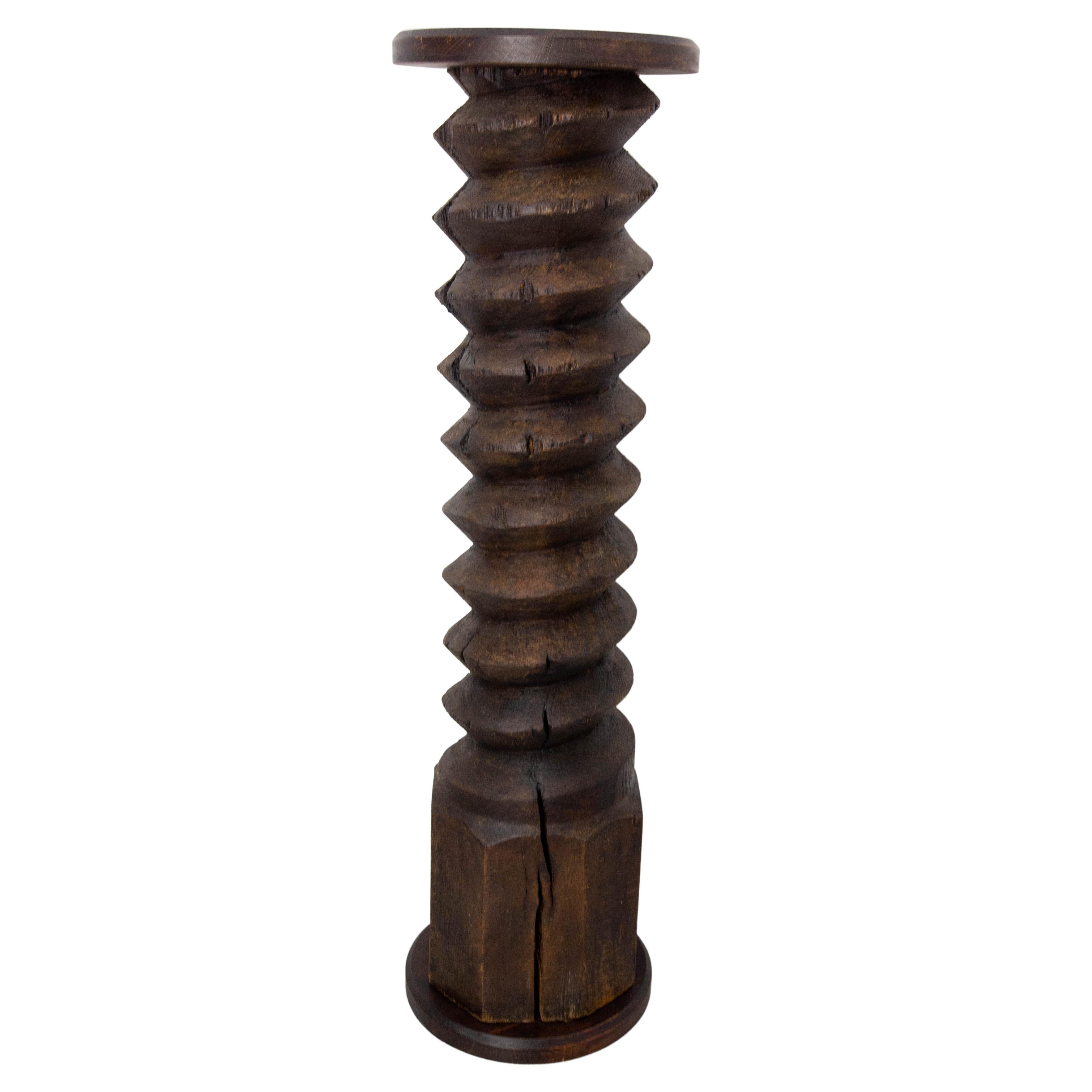 French Provincial French 19th Century Wine Press Screw Pedestal Plant Holder For Sale