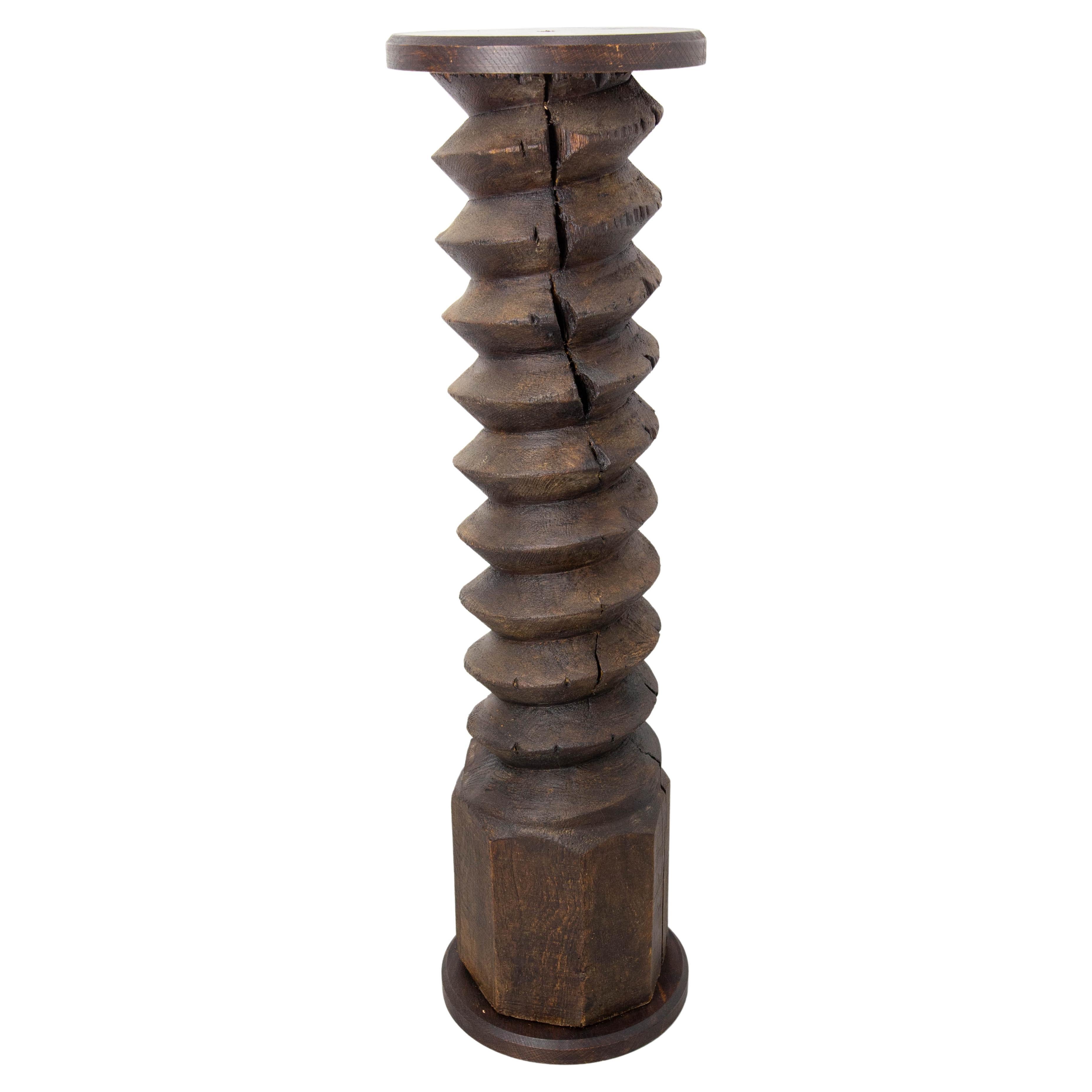 French 19th Century Wine Press Screw Pedestal Plant Holder For Sale