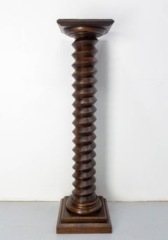 French 19th Century Wine Press Screw Pedestal Square Support Plant Holder