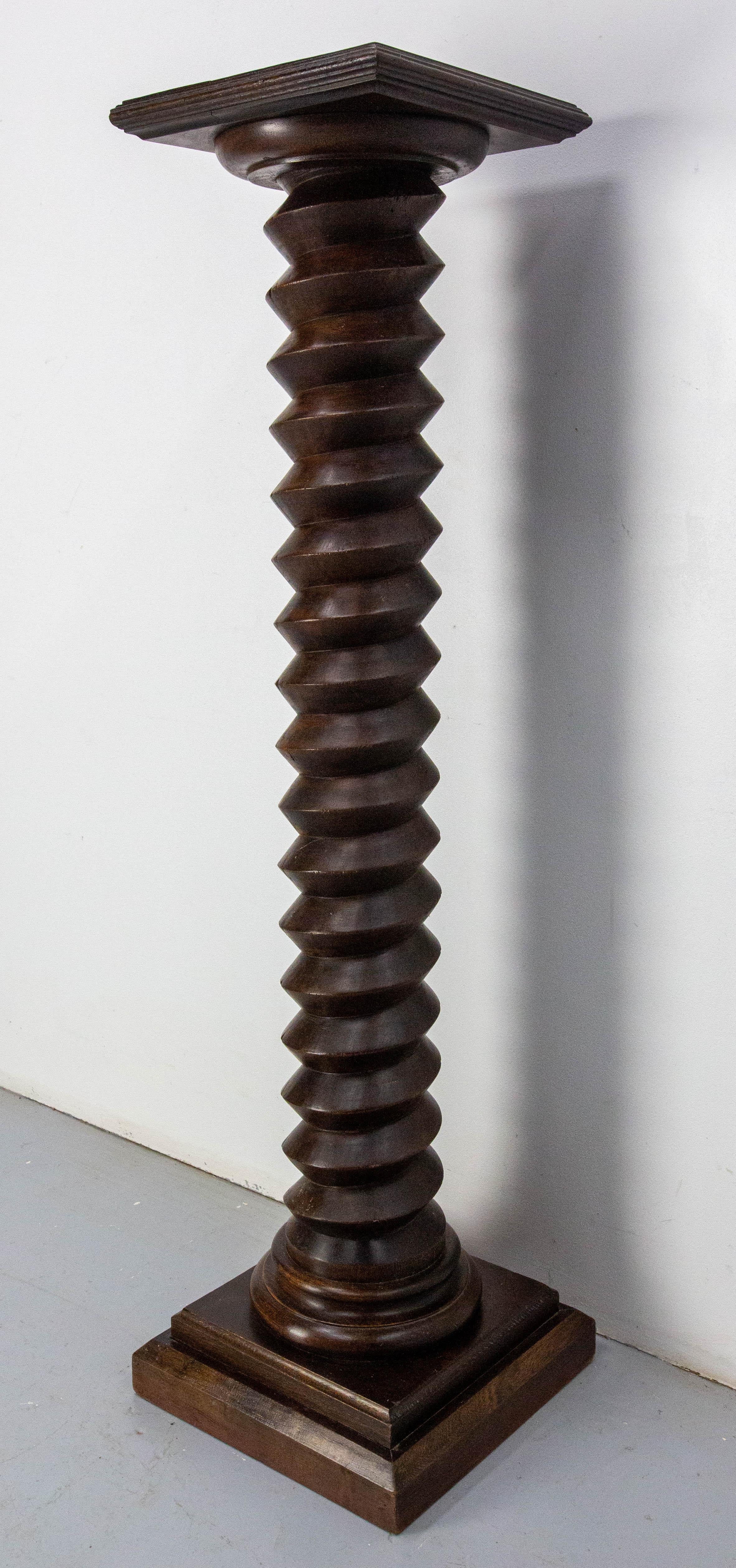 French Provincial French 19th Century Wine Press Screw Pedestal Square Support Plant Holder